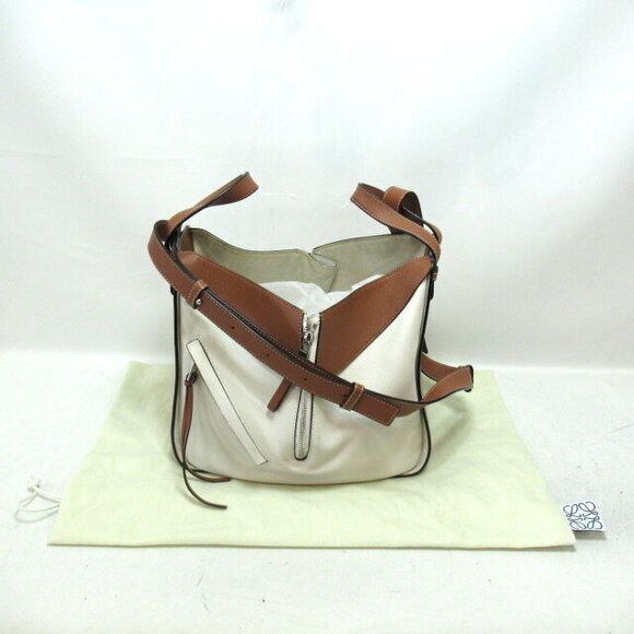 LOEWE Hammock Shoulder Bag Brown White Leather - Picture 8 of 10